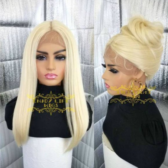 Human blend sexy blond lacefront natural look wig